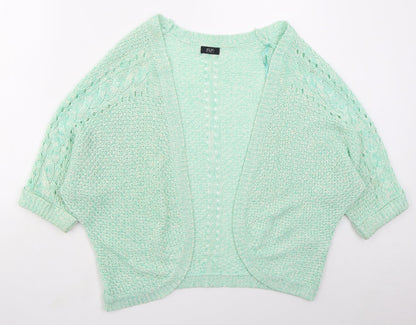 F&F Womens Green V-Neck  Acrylic Cardigan Jumper Size 14