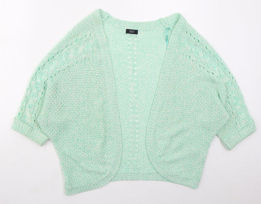 F&F Womens Green V-Neck  Acrylic Cardigan Jumper Size 14