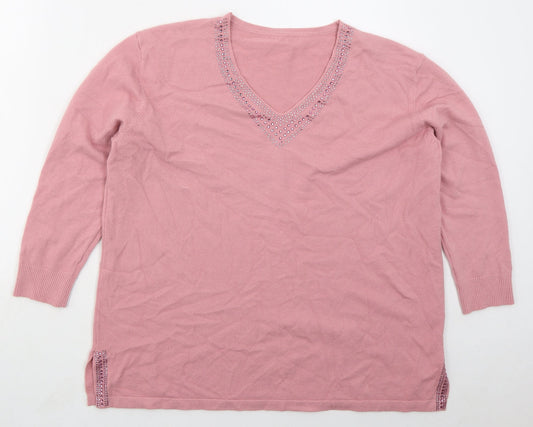 Womens UK Size M Preworn Pink Pullover Jumper