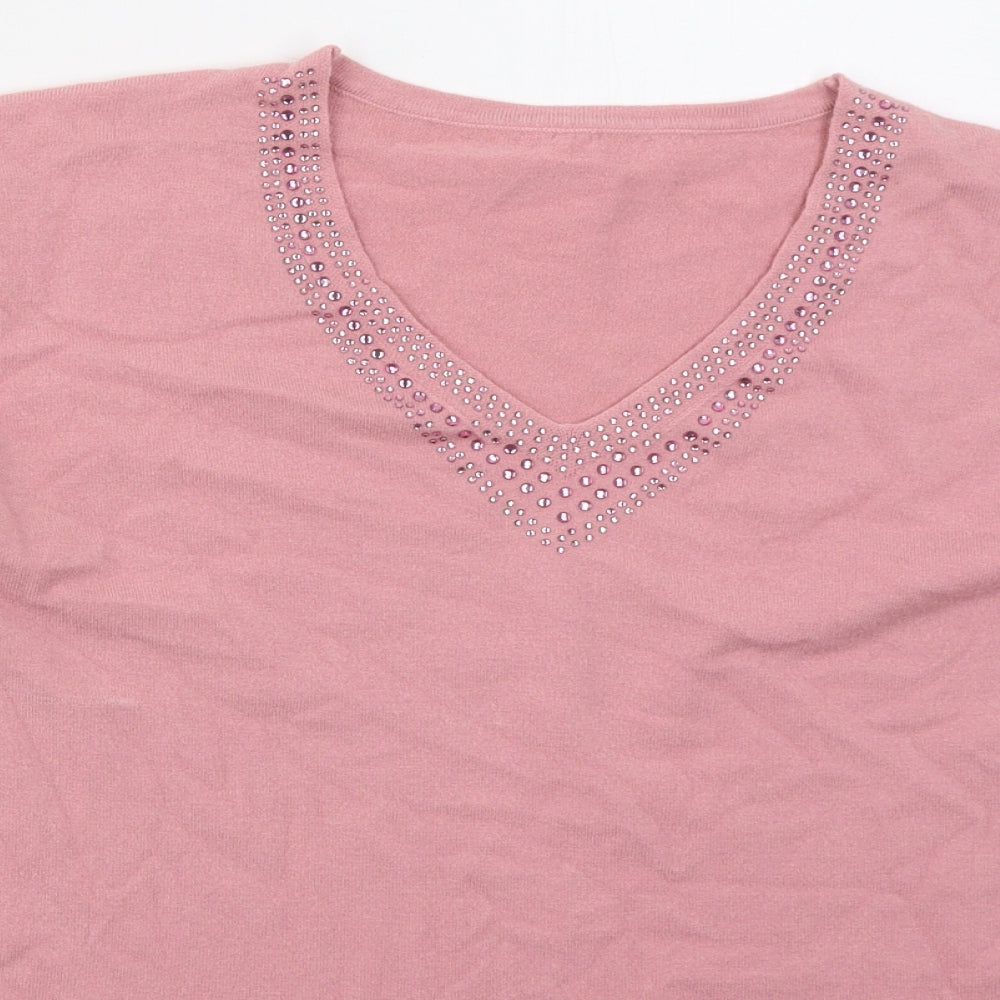 Womens UK Size M Preworn Pink Pullover Jumper