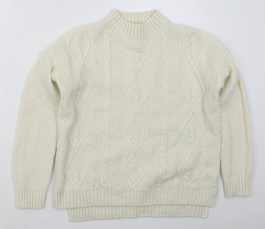 Primark Womens Ivory Mock Neck  Acrylic Pullover Jumper Size 10