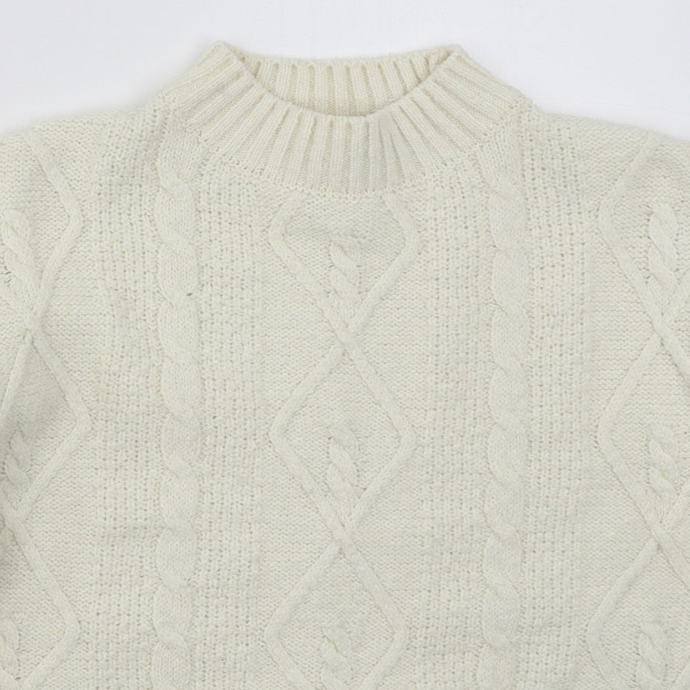 Primark Womens Ivory Mock Neck  Acrylic Pullover Jumper Size 10