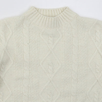 Primark Womens Ivory Mock Neck  Acrylic Pullover Jumper Size 10