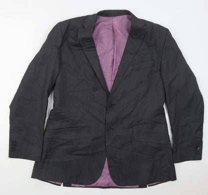 F&F Mens Grey Striped Polyester Jacket Suit Jacket Size 42