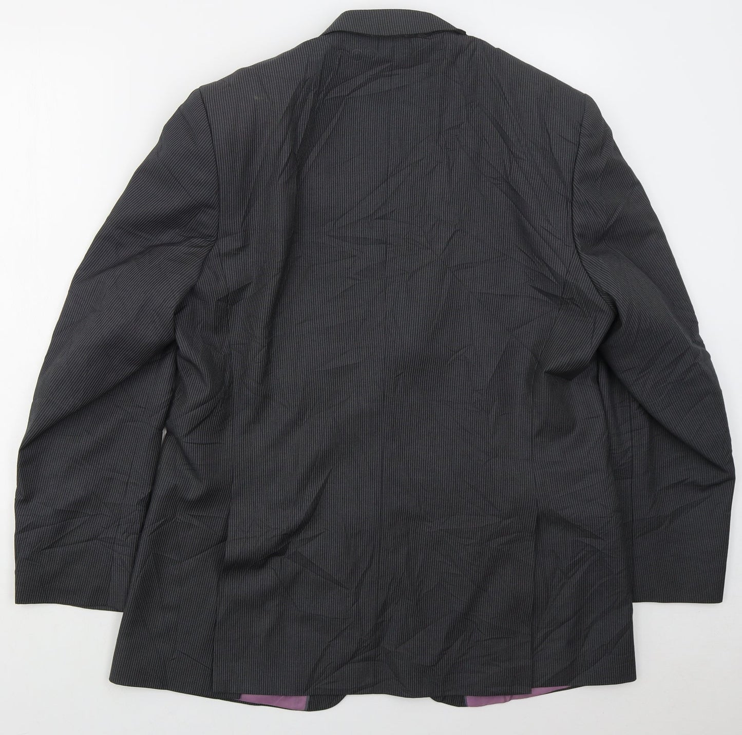 F&F Mens Grey Striped Polyester Jacket Suit Jacket Size 42