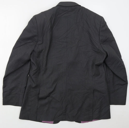 F&F Mens Grey Striped Polyester Jacket Suit Jacket Size 42