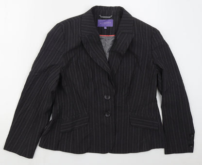 Autonomy Womens Grey Striped Polyester Jacket Suit Jacket Size 16