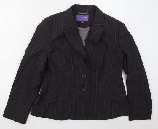 Autonomy Womens Grey Striped Polyester Jacket Suit Jacket Size 16