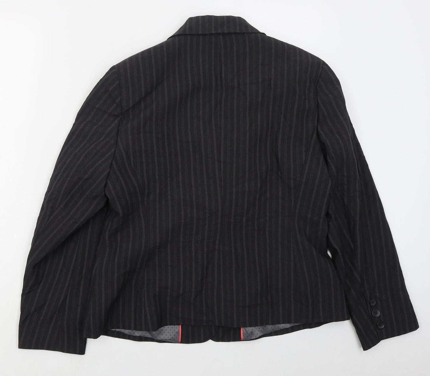 Autonomy Womens Grey Striped Polyester Jacket Suit Jacket Size 16