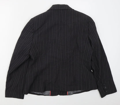 Autonomy Womens Grey Striped Polyester Jacket Suit Jacket Size 16