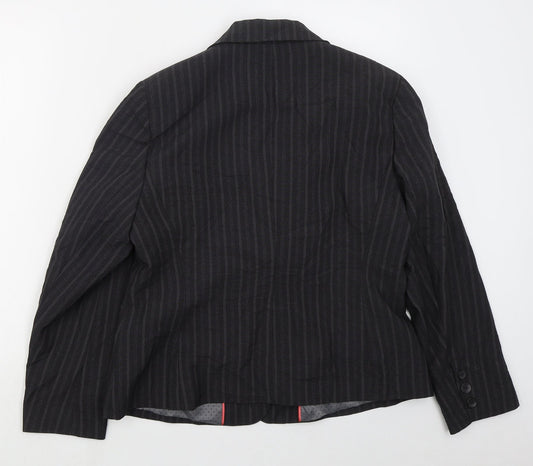 Autonomy Womens Grey Striped Polyester Jacket Suit Jacket Size 16