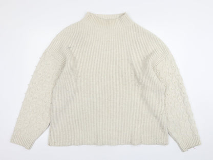 George Womens Beige High Neck  Acrylic Pullover Jumper Size M