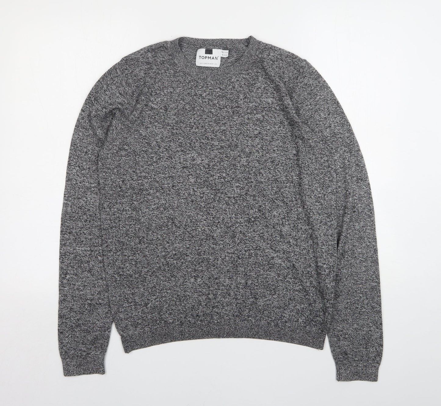 Topman Mens Grey Round Neck  Cotton Pullover Jumper Size S