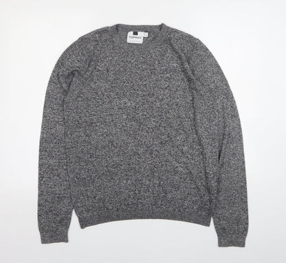Topman Mens Grey Round Neck  Cotton Pullover Jumper Size S