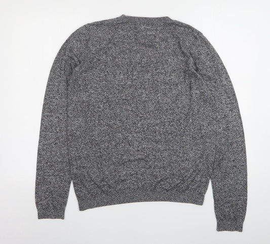 Topman Mens Grey Round Neck  Cotton Pullover Jumper Size S