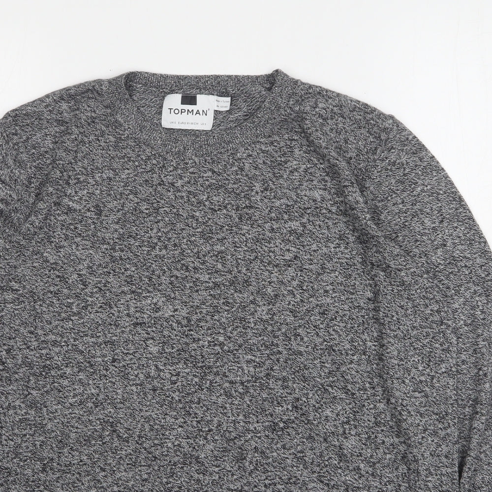 Topman Mens Grey Round Neck  Cotton Pullover Jumper Size S