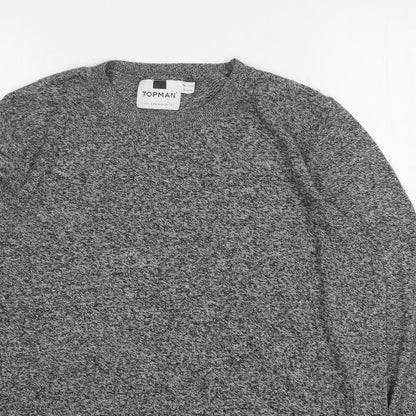Topman Mens Grey Round Neck  Cotton Pullover Jumper Size S