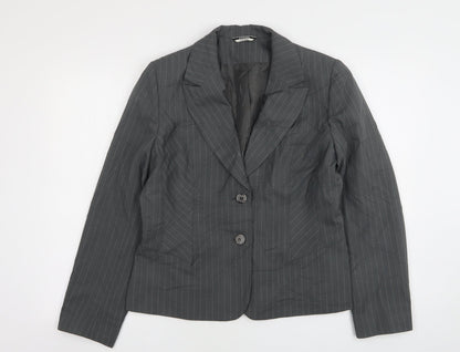 George Womens Grey Striped Polyester Jacket Suit Jacket Size 14