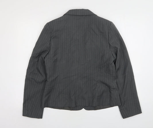 George Womens Grey Striped Polyester Jacket Suit Jacket Size 14