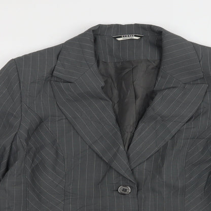 George Womens Grey Striped Polyester Jacket Suit Jacket Size 14