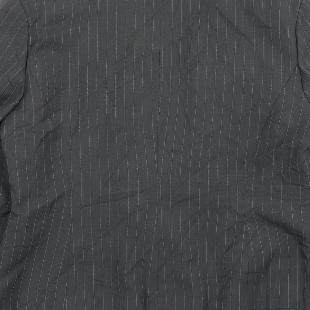George Womens Grey Striped Polyester Jacket Suit Jacket Size 14