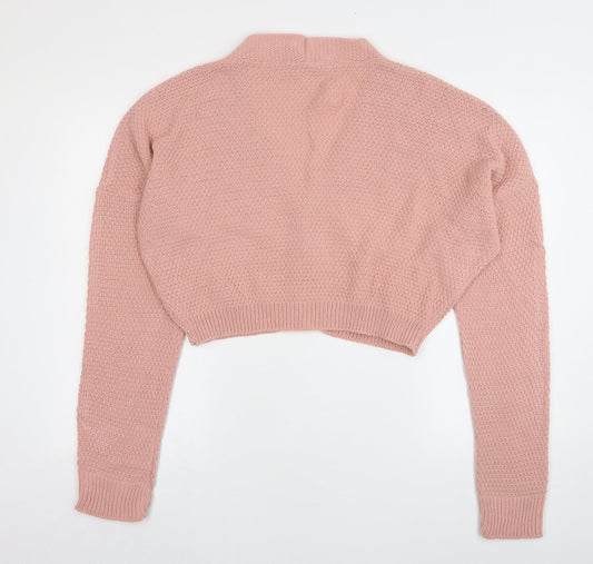 I SAW IT FIRST Womens Pink V-Neck  Acrylic Cardigan Jumper Size XL