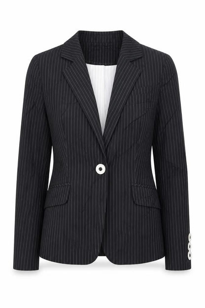 Marks & Spencer Womens Black Striped  Jacket Blazer Size 10