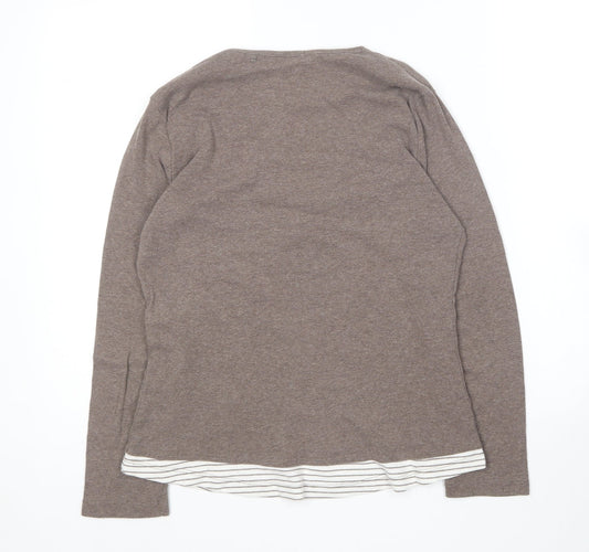 M&Co Womens Brown Round Neck  Cotton Pullover Jumper Size L