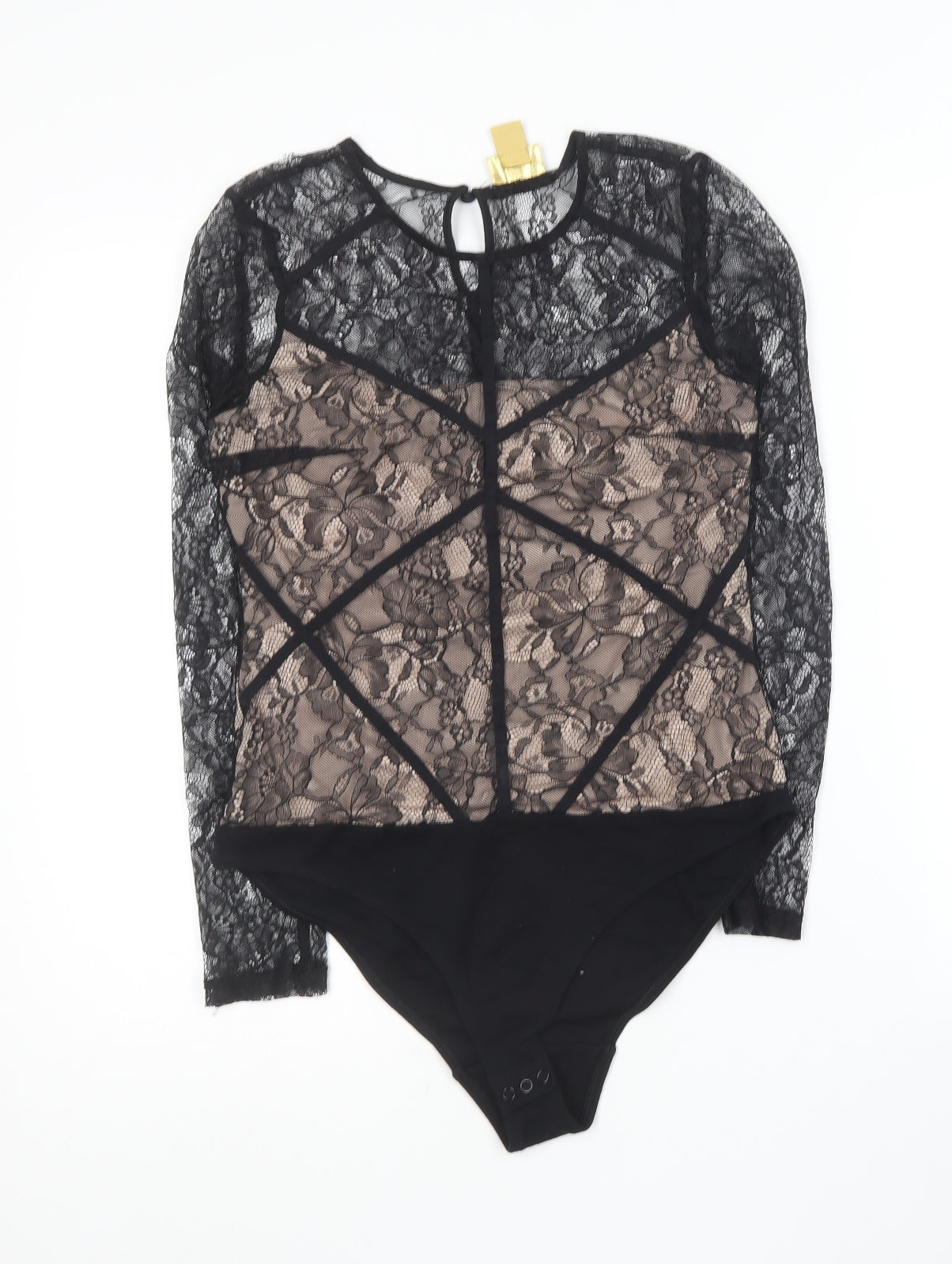 H&M Womens Black  Viscose Bodysuit One-Piece Size 6