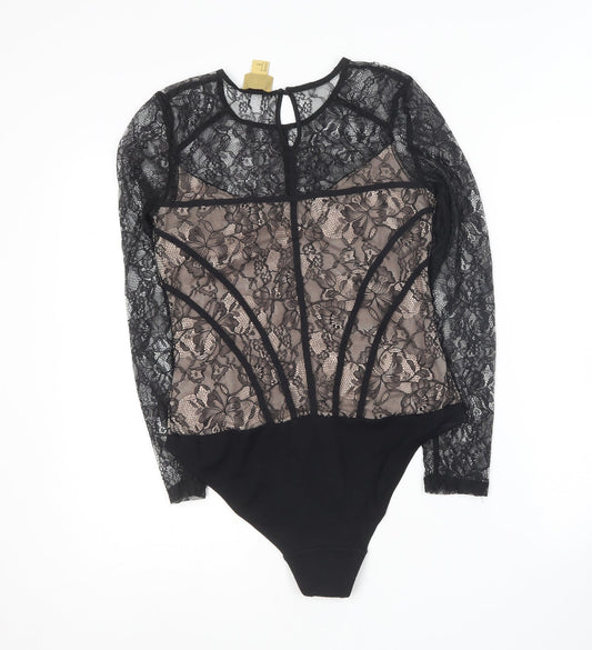 H&M Womens Black  Viscose Bodysuit One-Piece Size 6