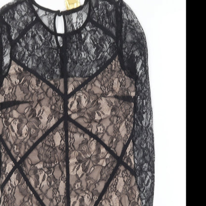 H&M Womens Black  Viscose Bodysuit One-Piece Size 6