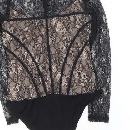 H&M Womens Black  Viscose Bodysuit One-Piece Size 6