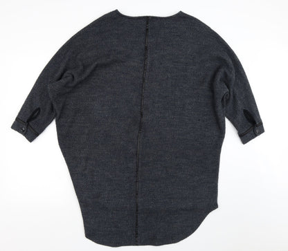 Apricot Mens Grey Crew Neck  Acrylic Pullover Jumper Size L
