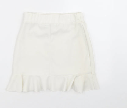Parisian Womens White  Polyester A-Line Skirt Size 8