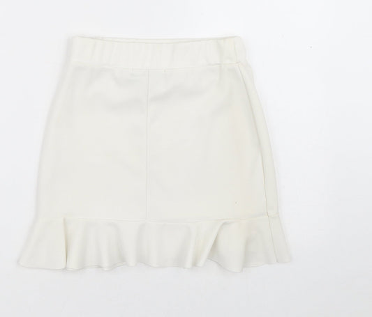 Parisian Womens White  Polyester A-Line Skirt Size 8