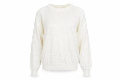 Bay Womens White Round Neck  100% Cotton Pullover Jumper Size M
