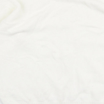 Bay Clue Womens White Round Neck  100% Cotton Pullover Jumper Size M