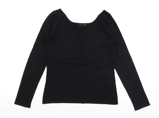 Linea Womens Black Boat Neck  Viscose Pullover Jumper Size M