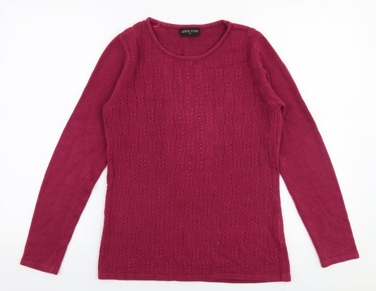 Womens UK Size M Anna Rose Pink Pullover Jumper