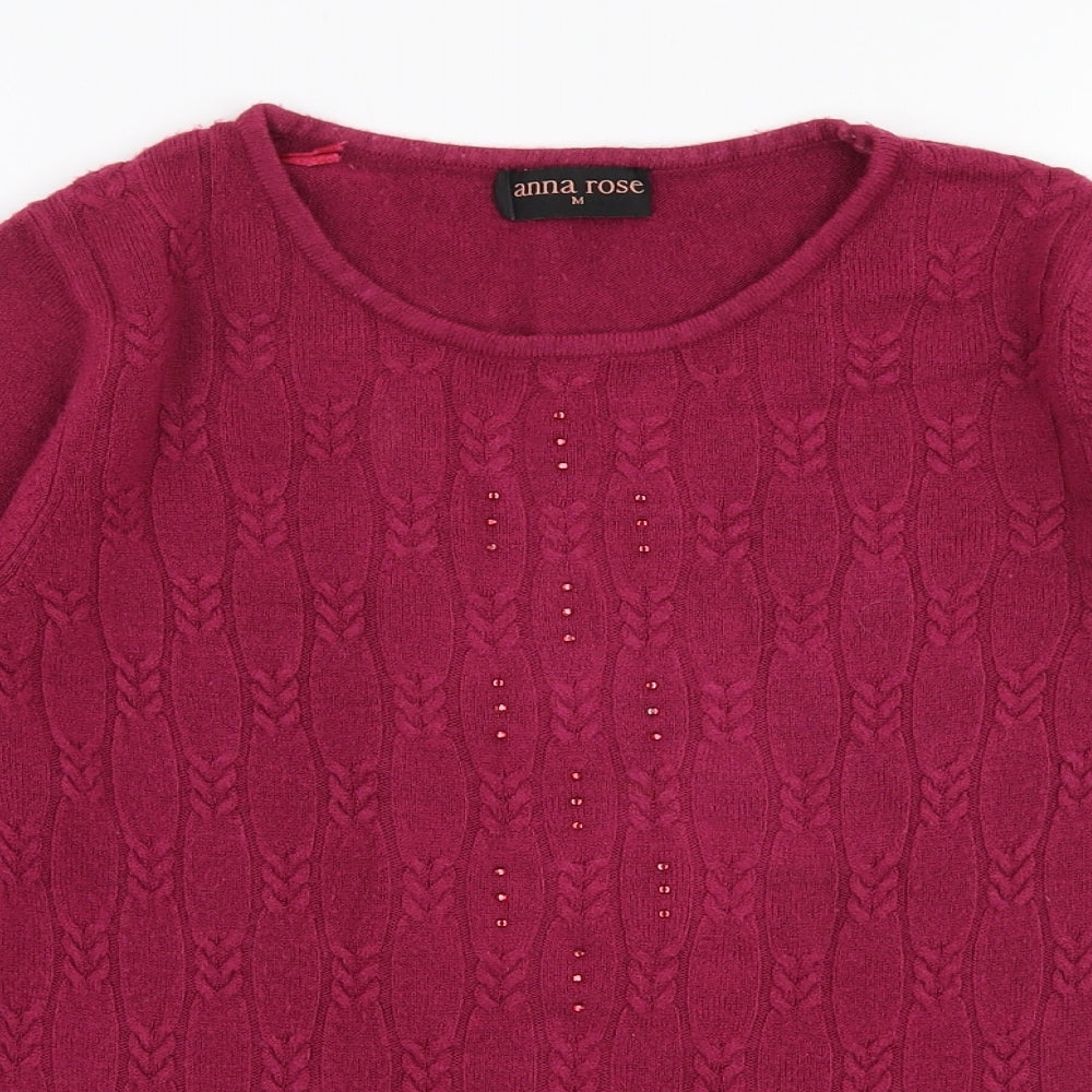 Womens UK Size M Anna Rose Pink Pullover Jumper