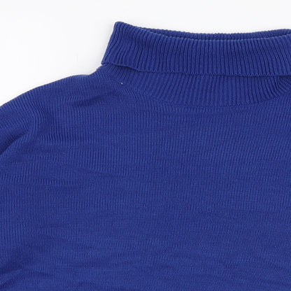 H&M Womens Blue Roll Neck  Acrylic Pullover Jumper Size M