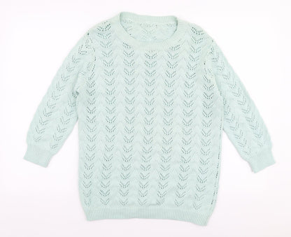 Womens UK Size S Mia Moda Green Pullover Jumper