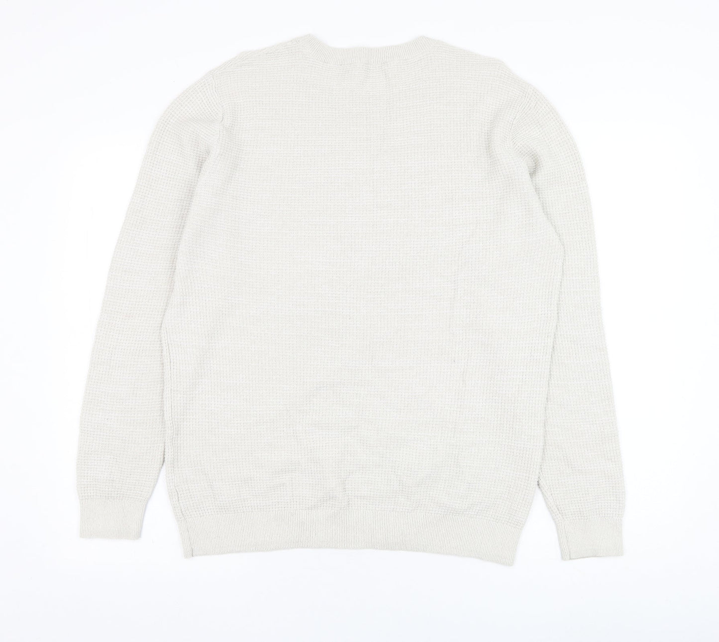 George Mens Ivory Round Neck  Cotton Pullover Jumper Size L