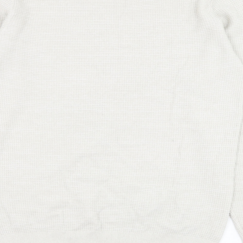 George Mens Ivory Round Neck  Cotton Pullover Jumper Size L