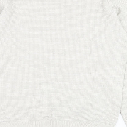 George Mens Ivory Round Neck  Cotton Pullover Jumper Size L