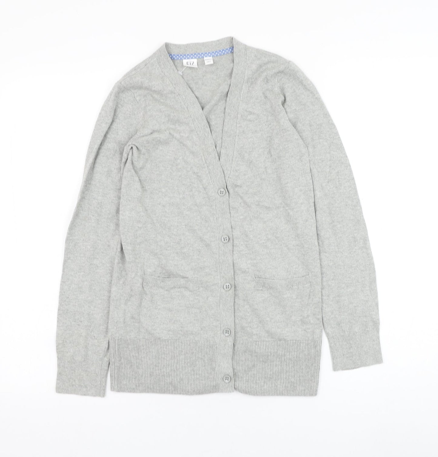 Gap Girls Grey V-Neck  Polyester Cardigan Jumper Size L  Button