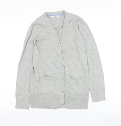 Gap Girls Grey V-Neck  Polyester Cardigan Jumper Size L  Button