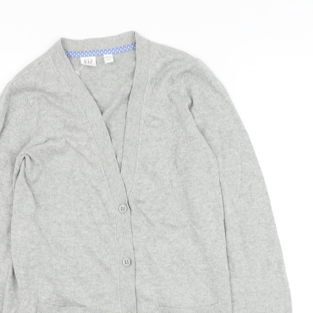Gap Girls Grey V-Neck  Polyester Cardigan Jumper Size L  Button