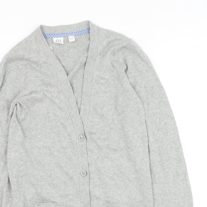 Gap Girls Grey V-Neck  Polyester Cardigan Jumper Size L  Button