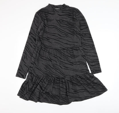 Oasis Womens Black  Polyester Skater Dress  Size S  Round Neck Pullover